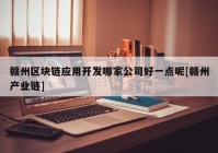 赣州区块链应用开发哪家公司好一点呢[赣州产业链]